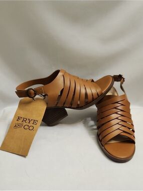 Frye And Co. Galia Brown Strappy Slingback Block Heel Summer Sandals (W Size 6)